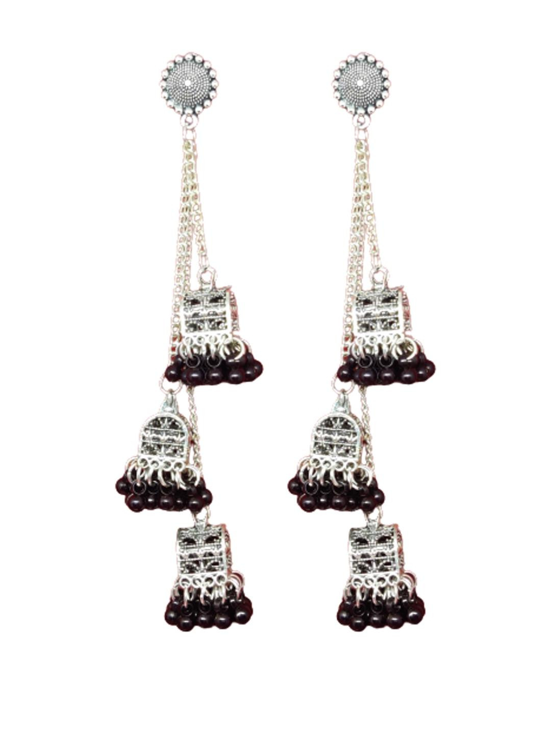 Weariton Silver 3 Layer Chain Earings