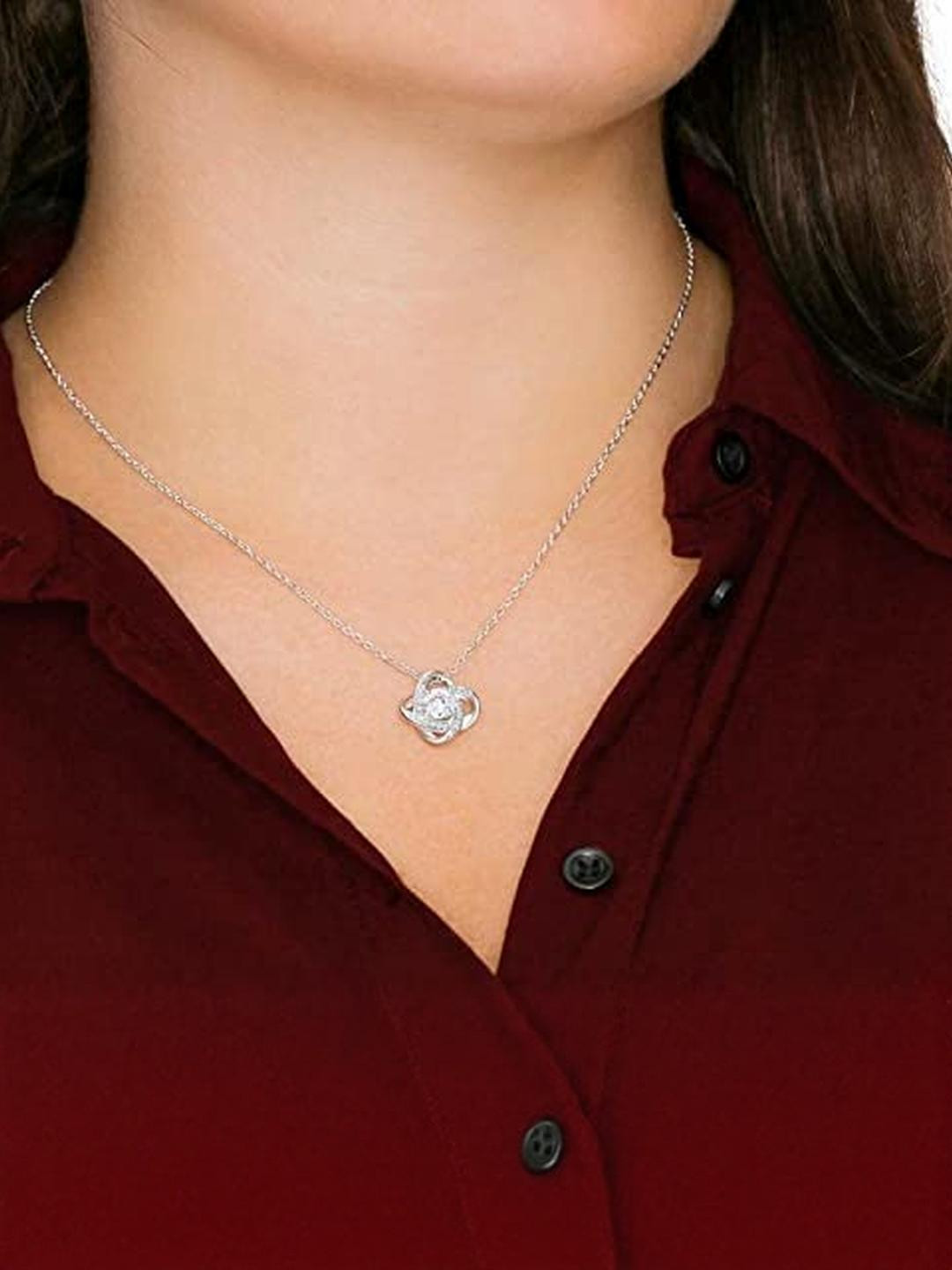 Silver Gift Mother-in-law Necklace, French Belle-Mere Gift Carte French Mother In Law Knot Necklace