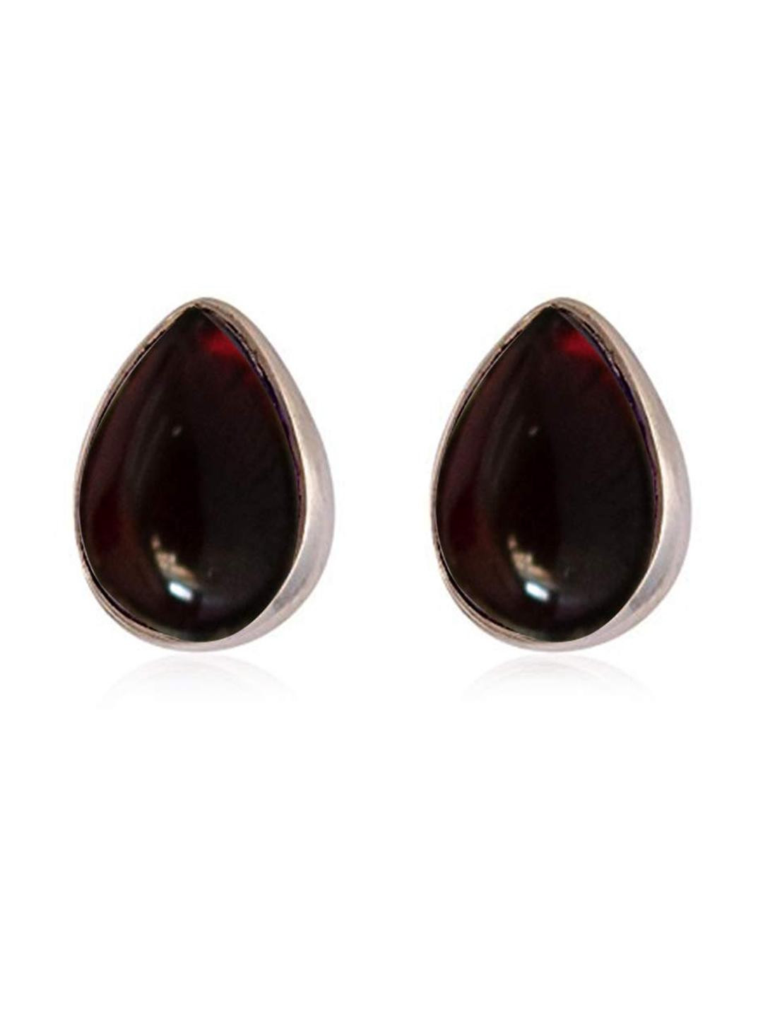Silver Planets 92.5-925 Sterling Silver Garnet Stone Tiny Latest Stud Earrings for Women and Girls