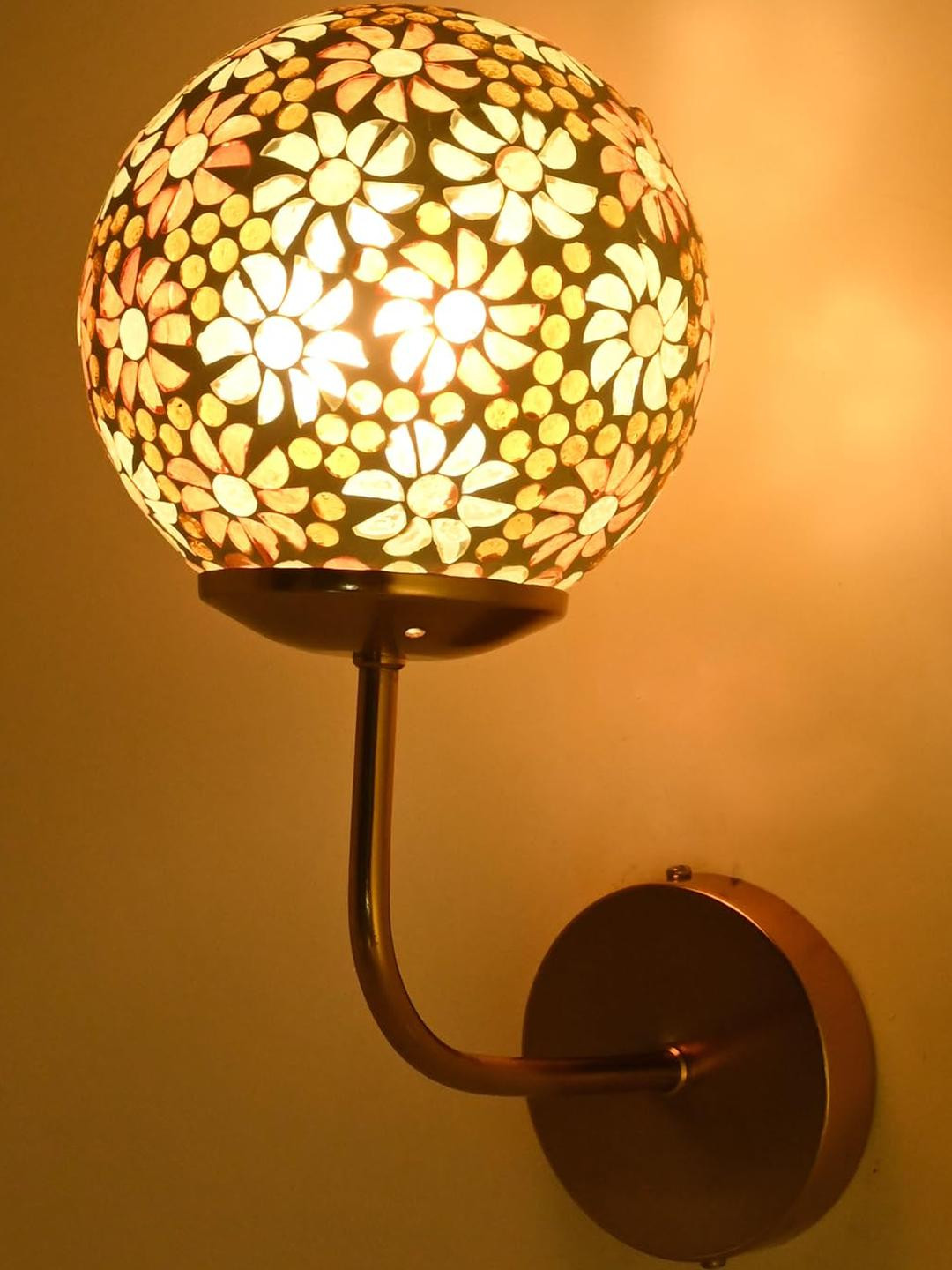 SOMIL Red & White Printed Glass Decorative Wall Light