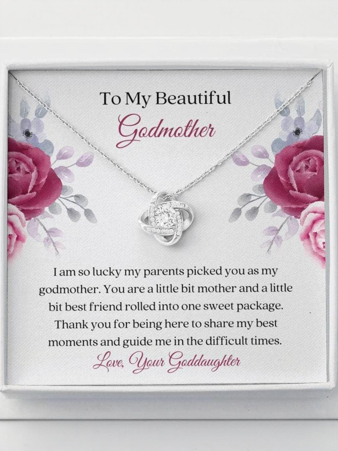 Silver Gift Godmother Necklace Godmother Message Card Thank You Godmother Sentimental Necklace Card