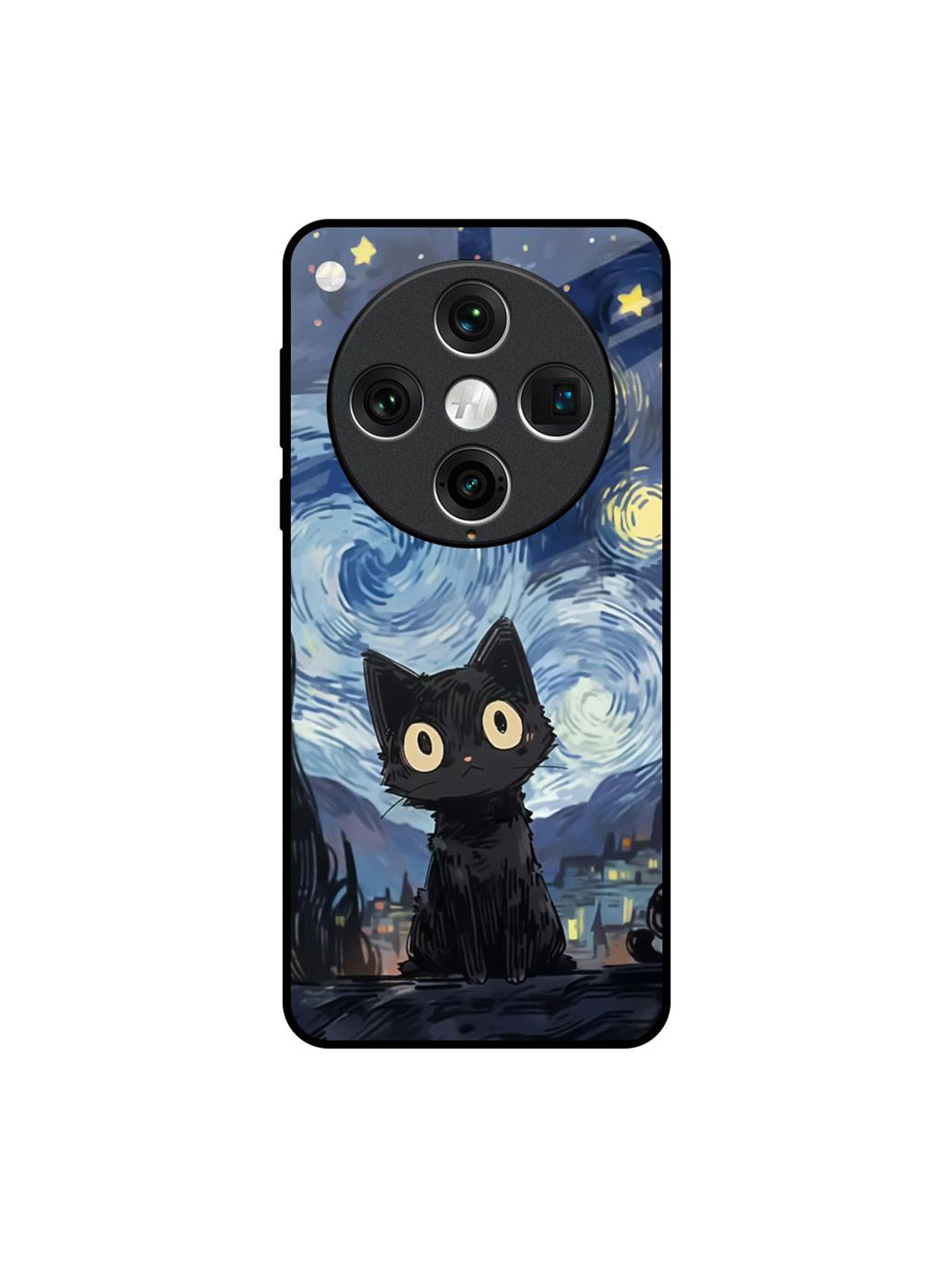 QRIOH Printed Oppo Find X8 Pro Midnight Whiskers Glass Back Case Mobile Accessories