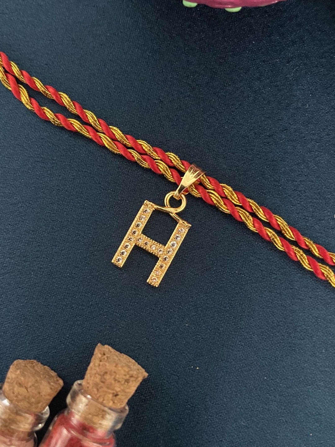 Digital Dress Room American Diamond Studded H Letter Thread Rakhi