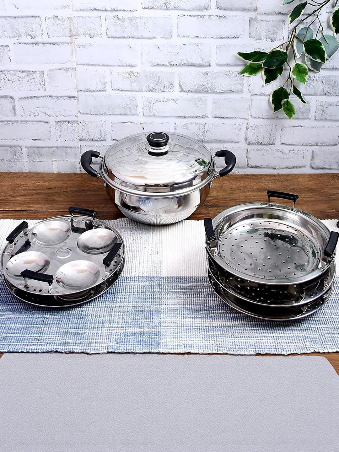Neelam Stainless Steel Multi Kadai Big Induction Base 2500 ml, Silver
