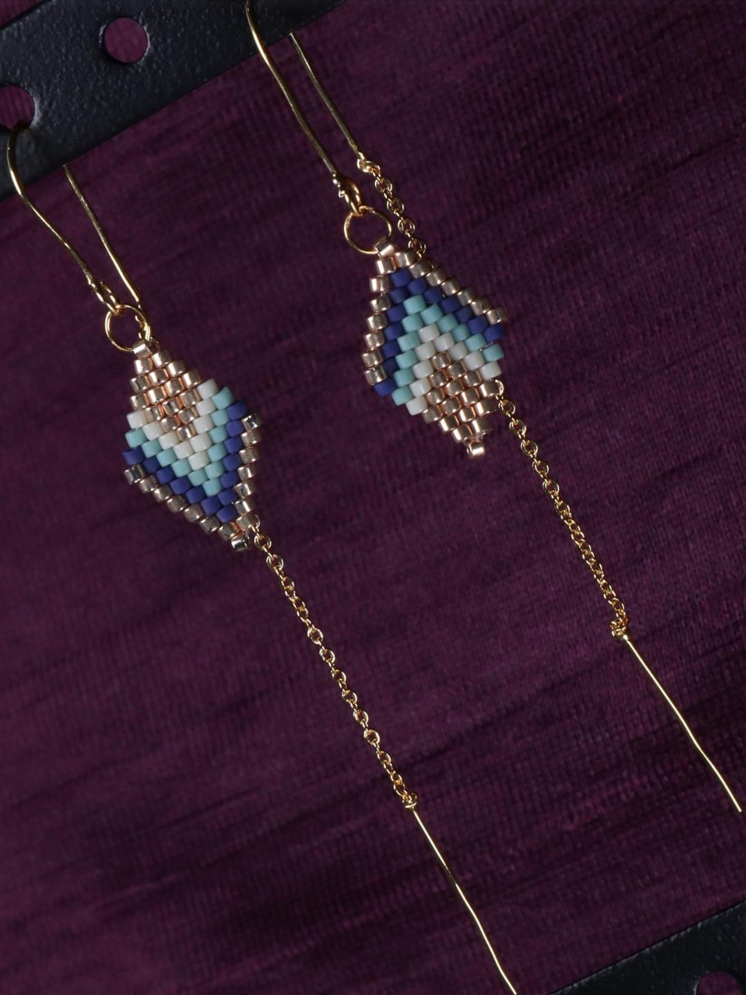 Threads & Beads Diamond Shaped Drop Earrings