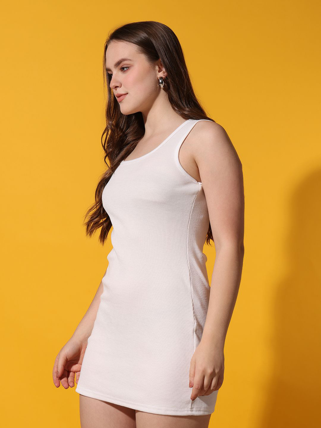 Istyle Can Women Square Neck Ribbed Bodycon Mini Dress
