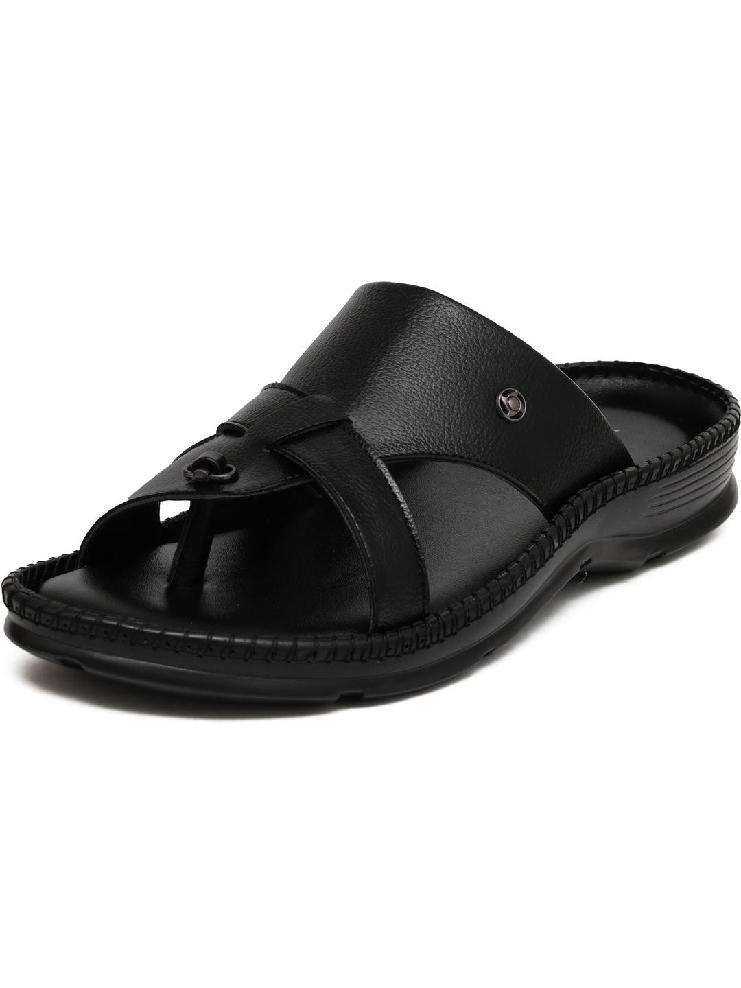 Kelsey Men Black Leather Casual Sandals