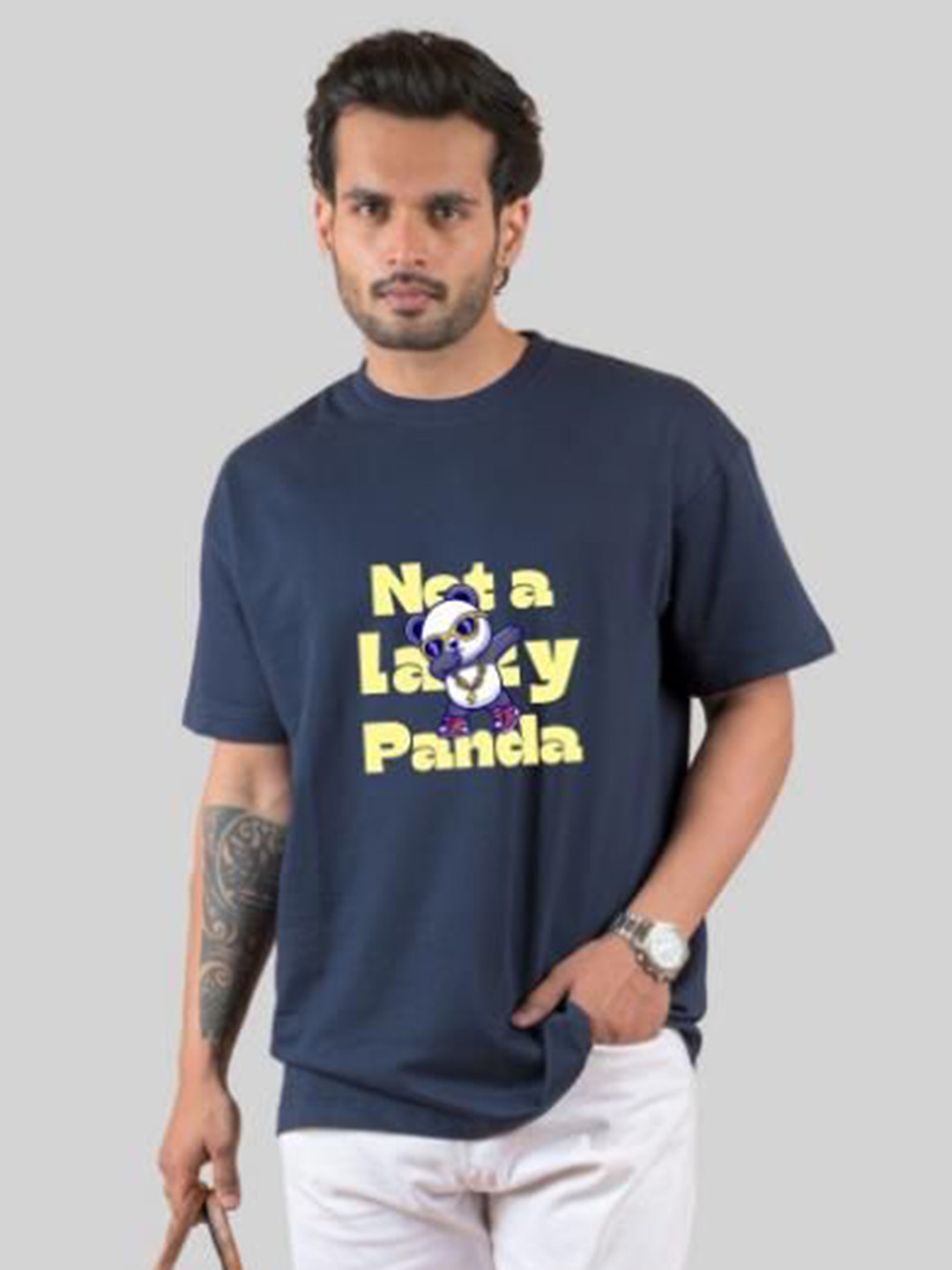 INDIAN THREADS Men Typography Printed Round Neck Cotton T-shirt