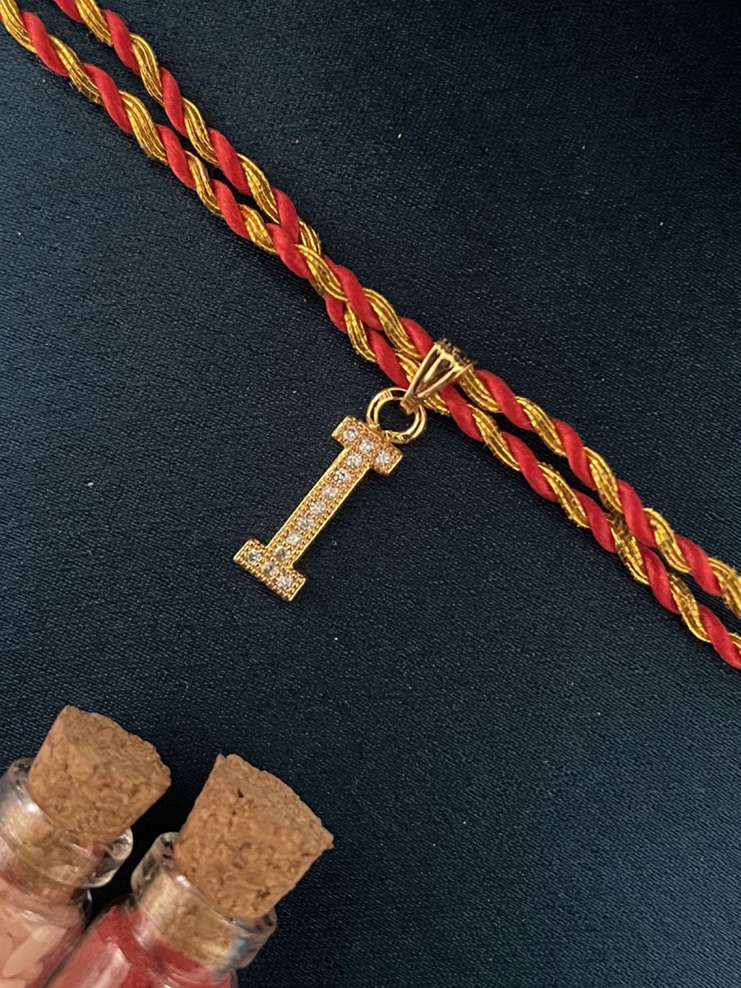 Digital Dress Room I Letter Initial American Diamond Studded Thread Rakhi