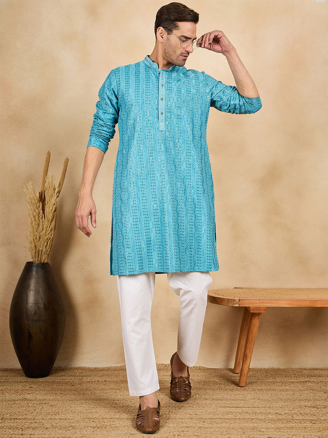 SWAGG INDIA Men Embellished Daily Straight Kurta