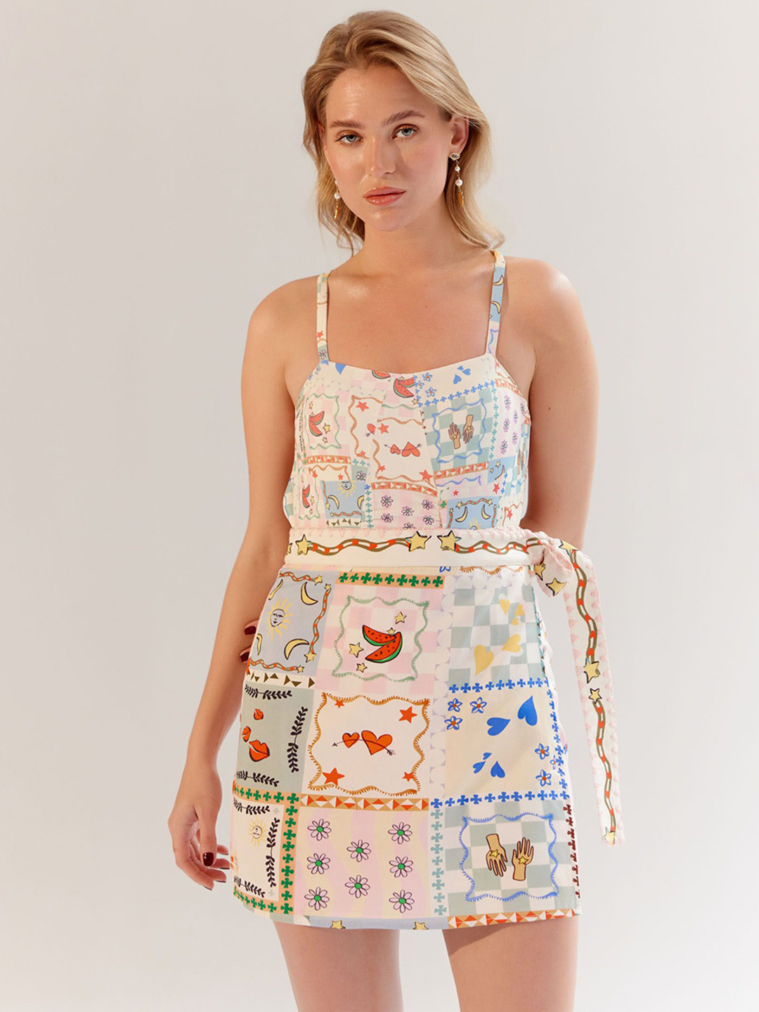 NOIB Boardgame Printed Wrap Me Round Skirt