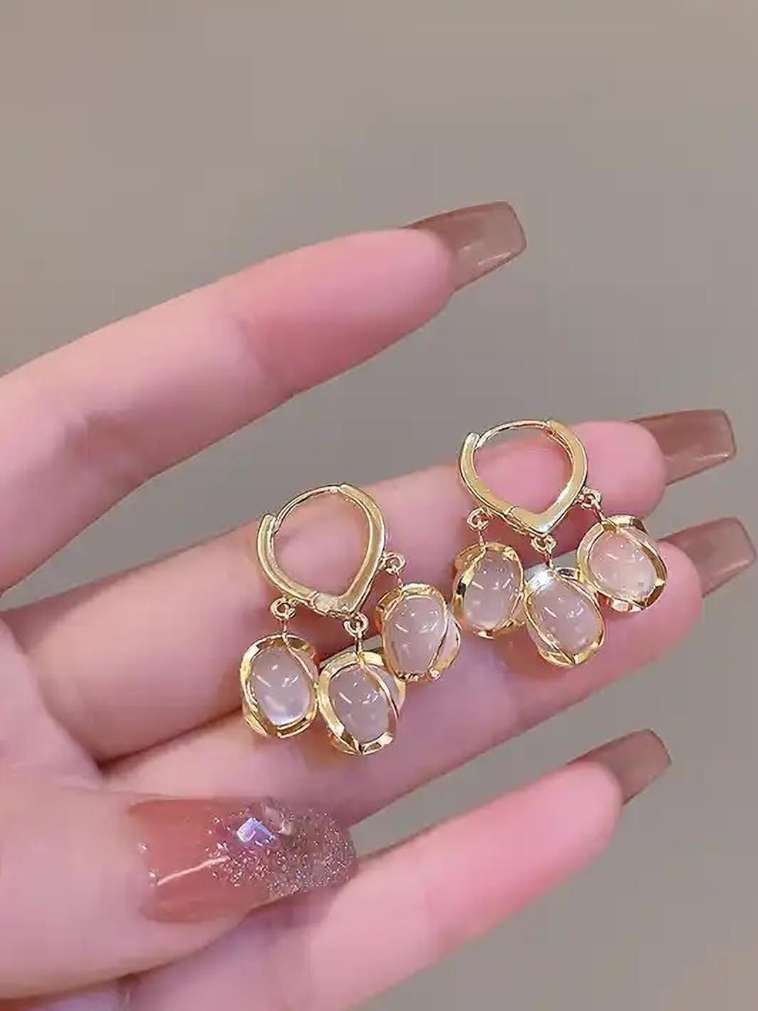 ONUYX Gold-Plated Alloy Opal Earrings