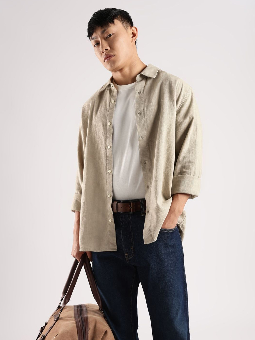 Calvin Klein Jeans Men Linen Cotton Casual Shirt