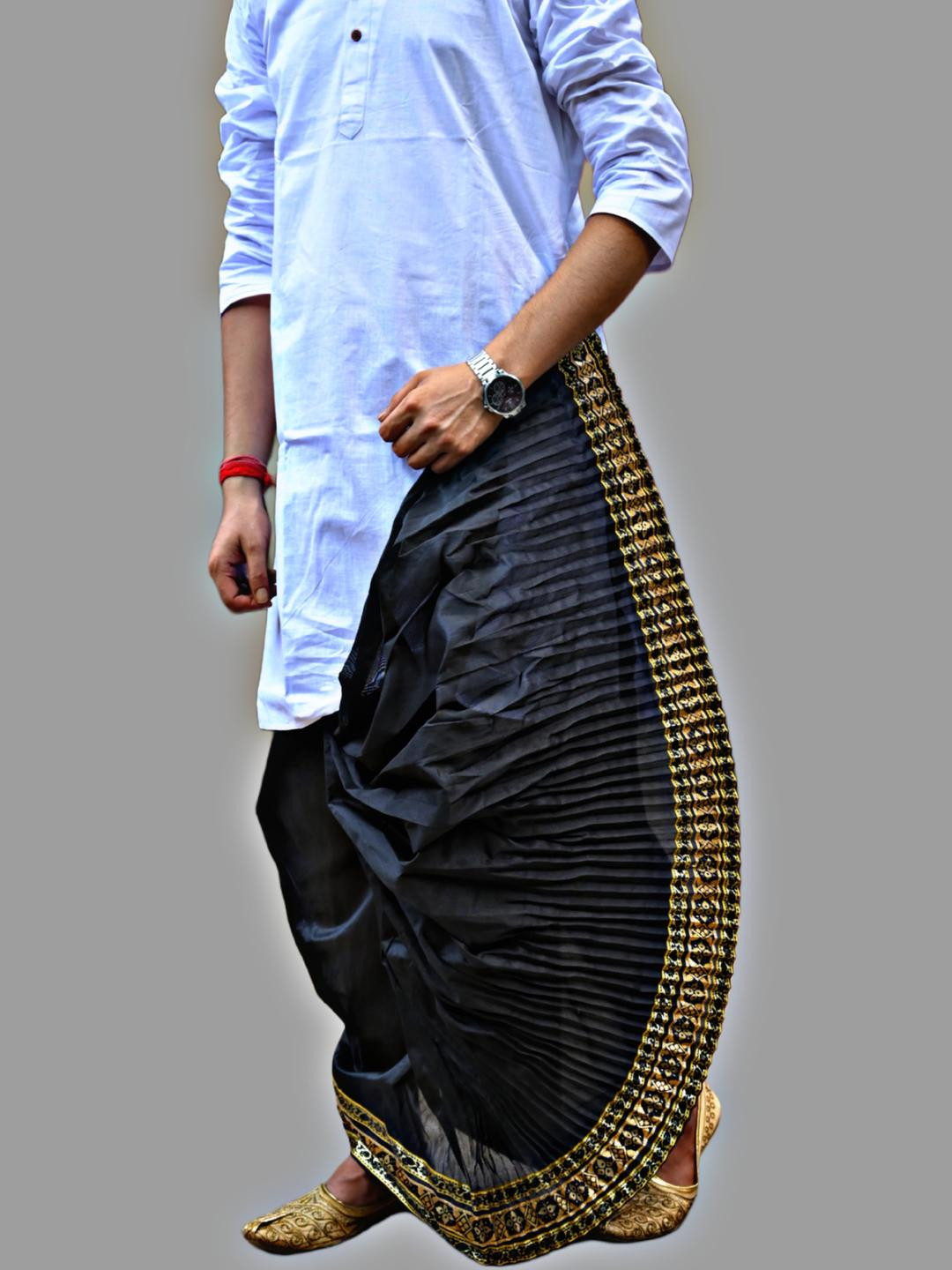 AMIT ONLINE Stylish Men Solid Dupion Silk Bengali Style Dhoti Pant
