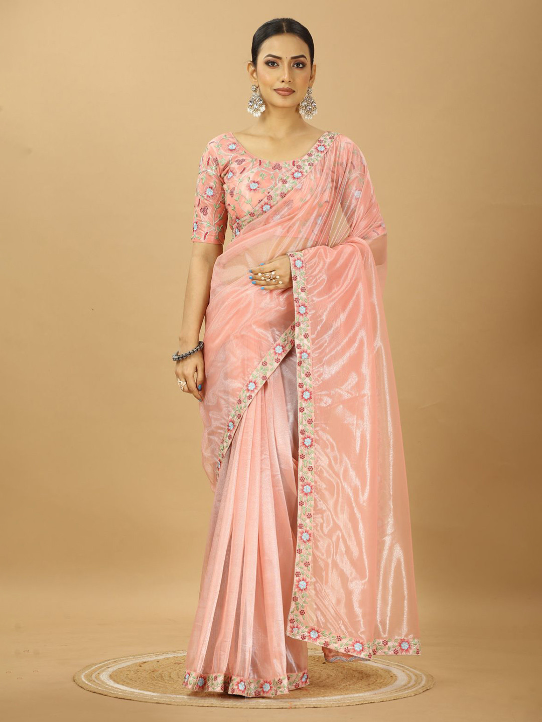 PATLANI STYLE Net Saree With Embroidery Lace Border and Blouse