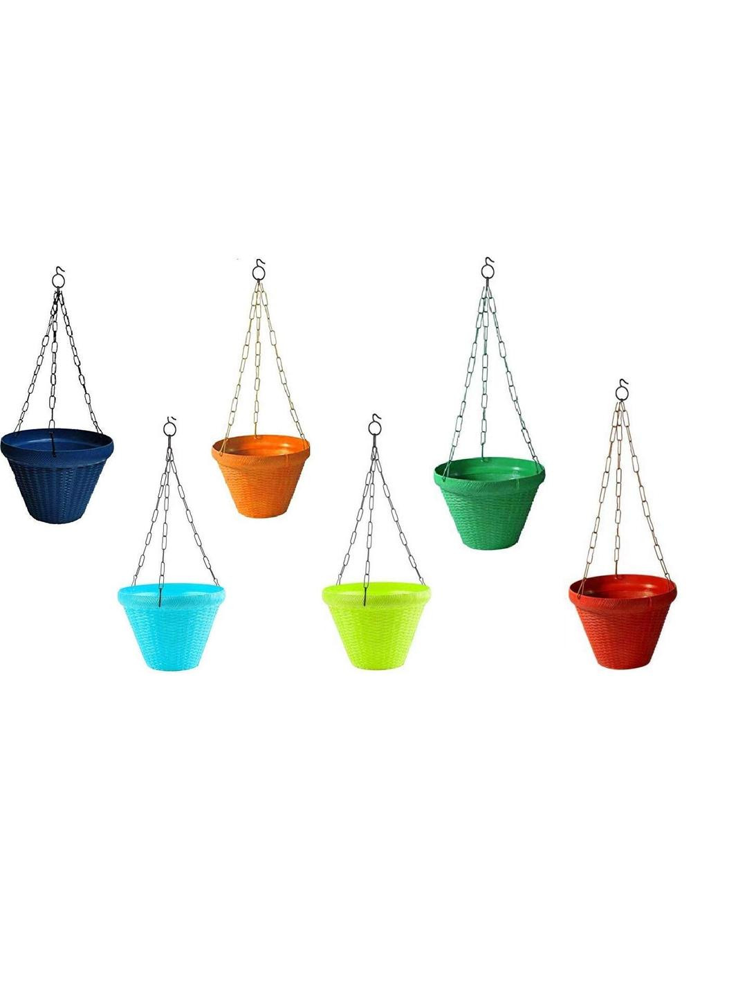 Go Hooked 9 Inch Multicolor Set of 6 Juhi Hanging Plant Containers