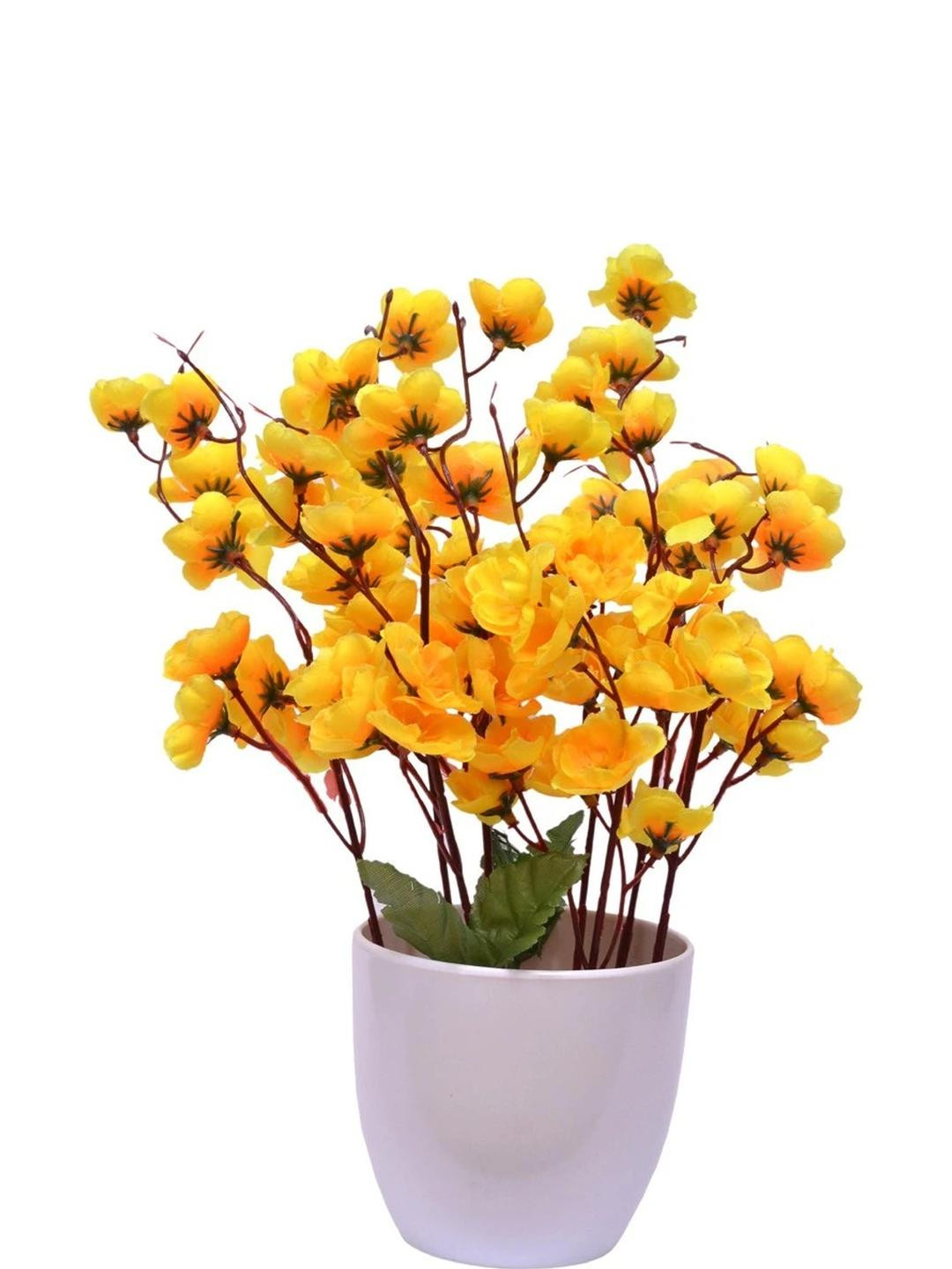 YASH ENTERPRISES Yellow Cherry Blossom Artificial Plant  with Pot