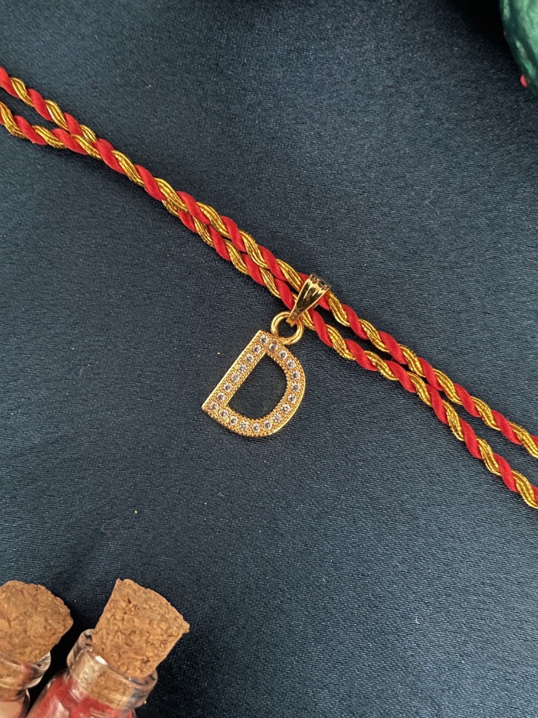 Digital Dress Room D Letter Initial AD Studded Thread Rakhi