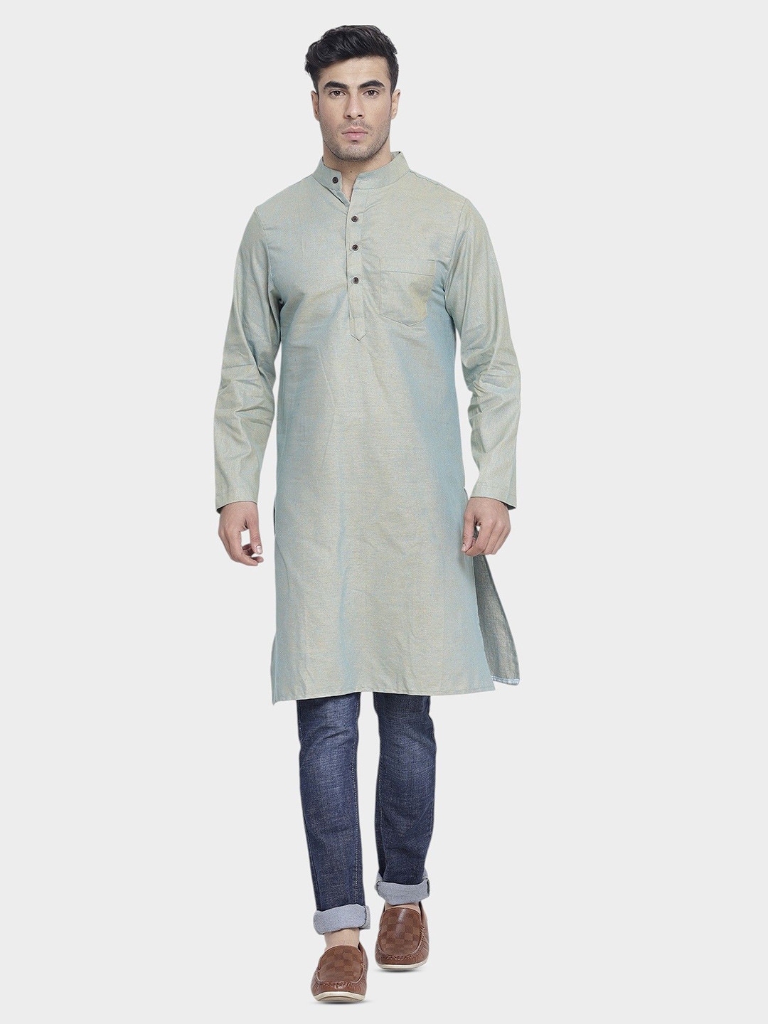 Aarsha Men Solid Daily Pure Cotton Straight Kurta