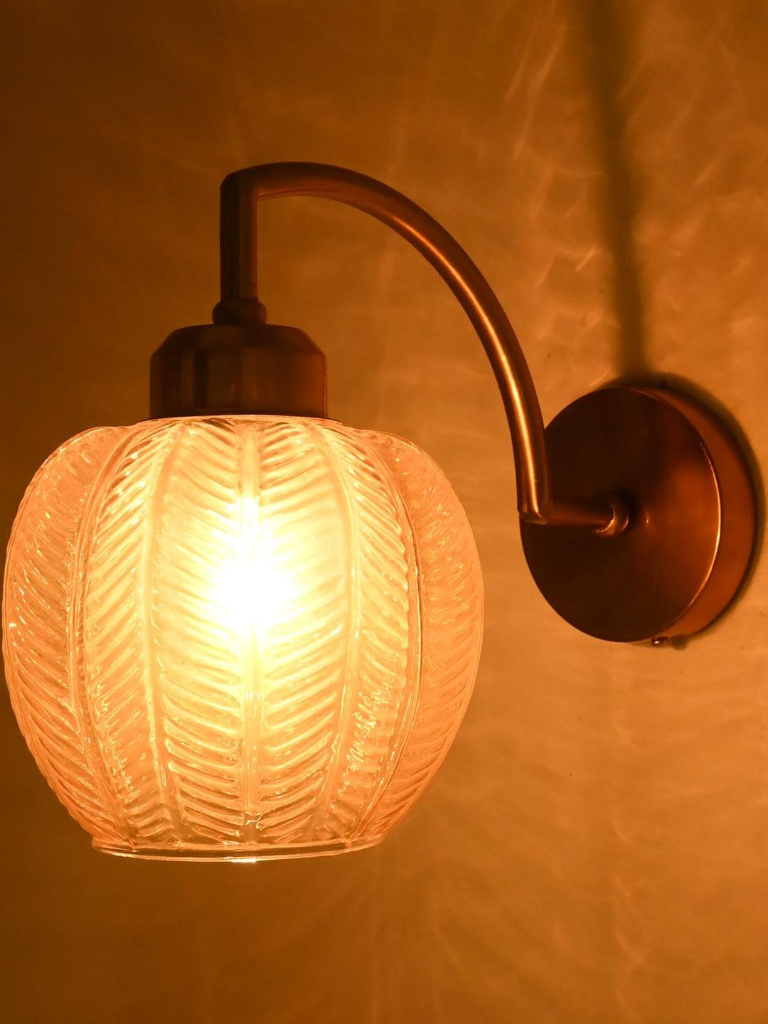 Somil Premium Designer Glass Wall/Night Lamp  Elegant  & Stylish Dcor Accent for Modern Interiors,  Color Golden, Size:- 15 x 15 x 22 CM