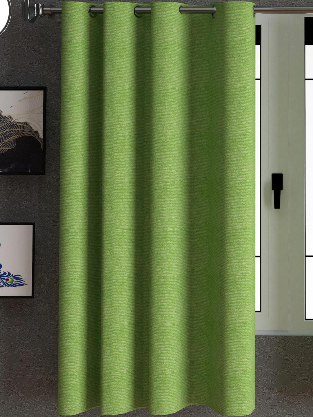 Lunar Days Green 5 Feet 95% Room Darkening Eyelet Ring Window Curtains