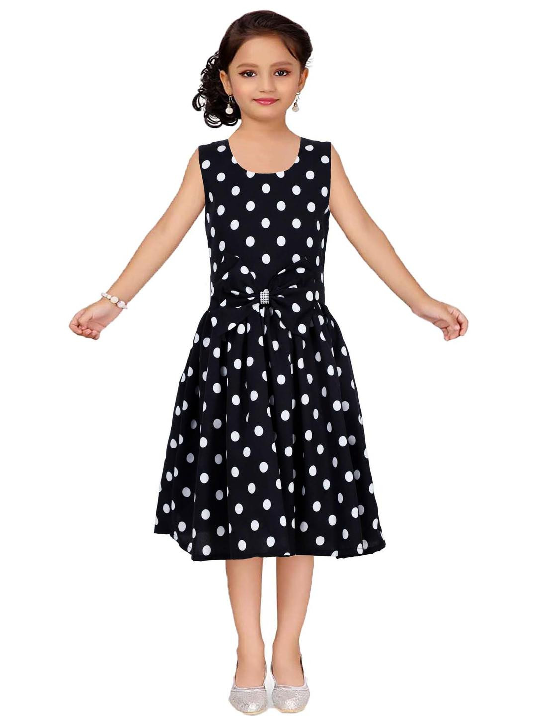 Shahina Fashion A-Line Girl's Polka Dot Print Mini Frock Dress