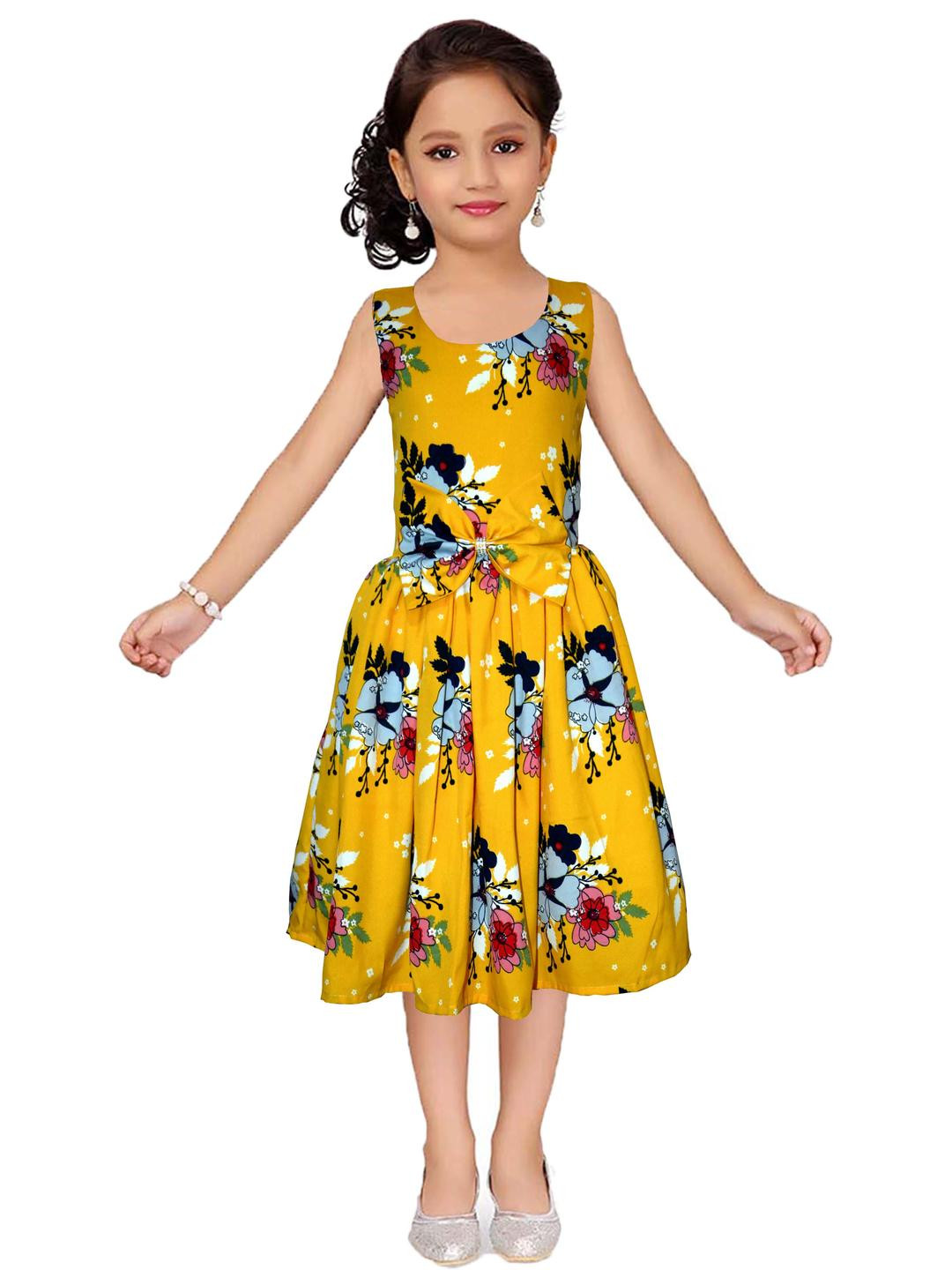 Shahina Fashion Girls Floral Print Mini Frock Summer Sleeveless Dress