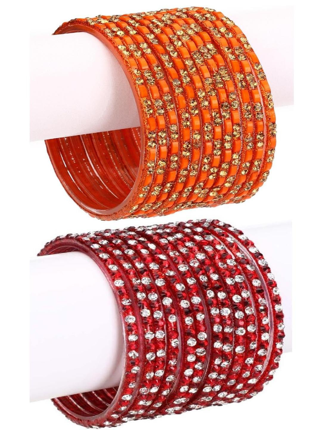 SOMIL Women Orange and Red Bangles Set