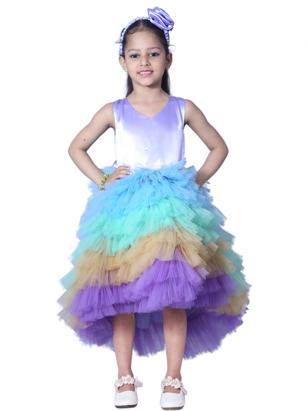 Shahina Fashion Girl Lavender Knee Length Party Wear Short Frock