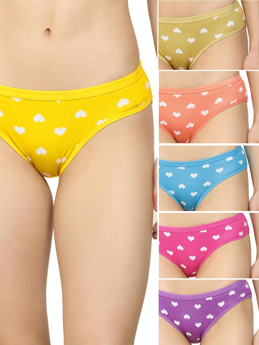 New stylish Yellow,Brown,Orange,Blue,Pink,Purple Cotton Hipster Multicolor Panties Pack of 6