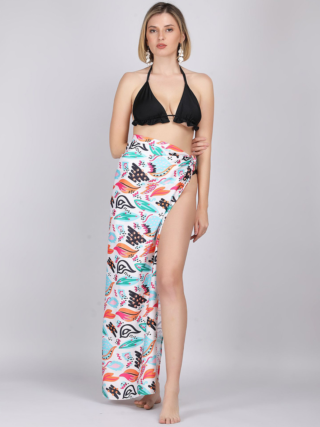 WOMAN IN YOU Tropical Printed Swim Cover Up Sarong Bottom