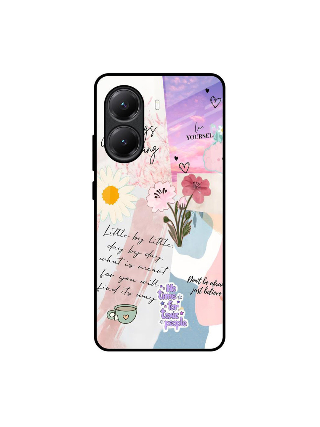 QRIOH Floral Positive Horizons Printed Poco X7 Pro 5G Glass Back Case Mobile Accessories