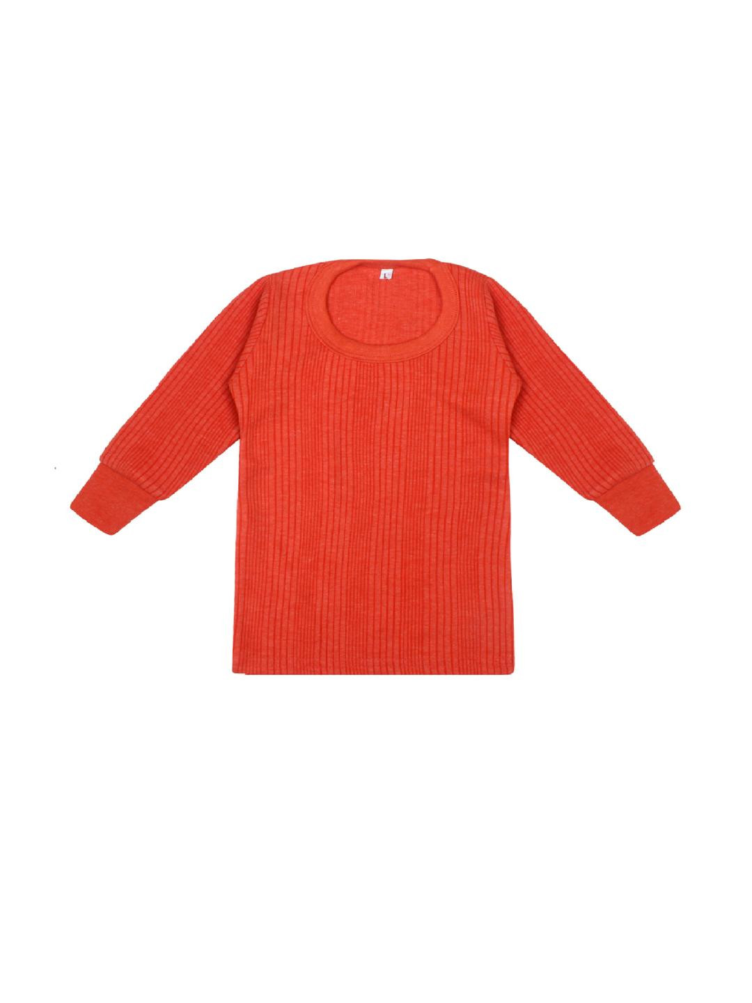 Kritiu Kids Unisex Orange Color Cotton Round Neck Long Sleeves Thermal Top