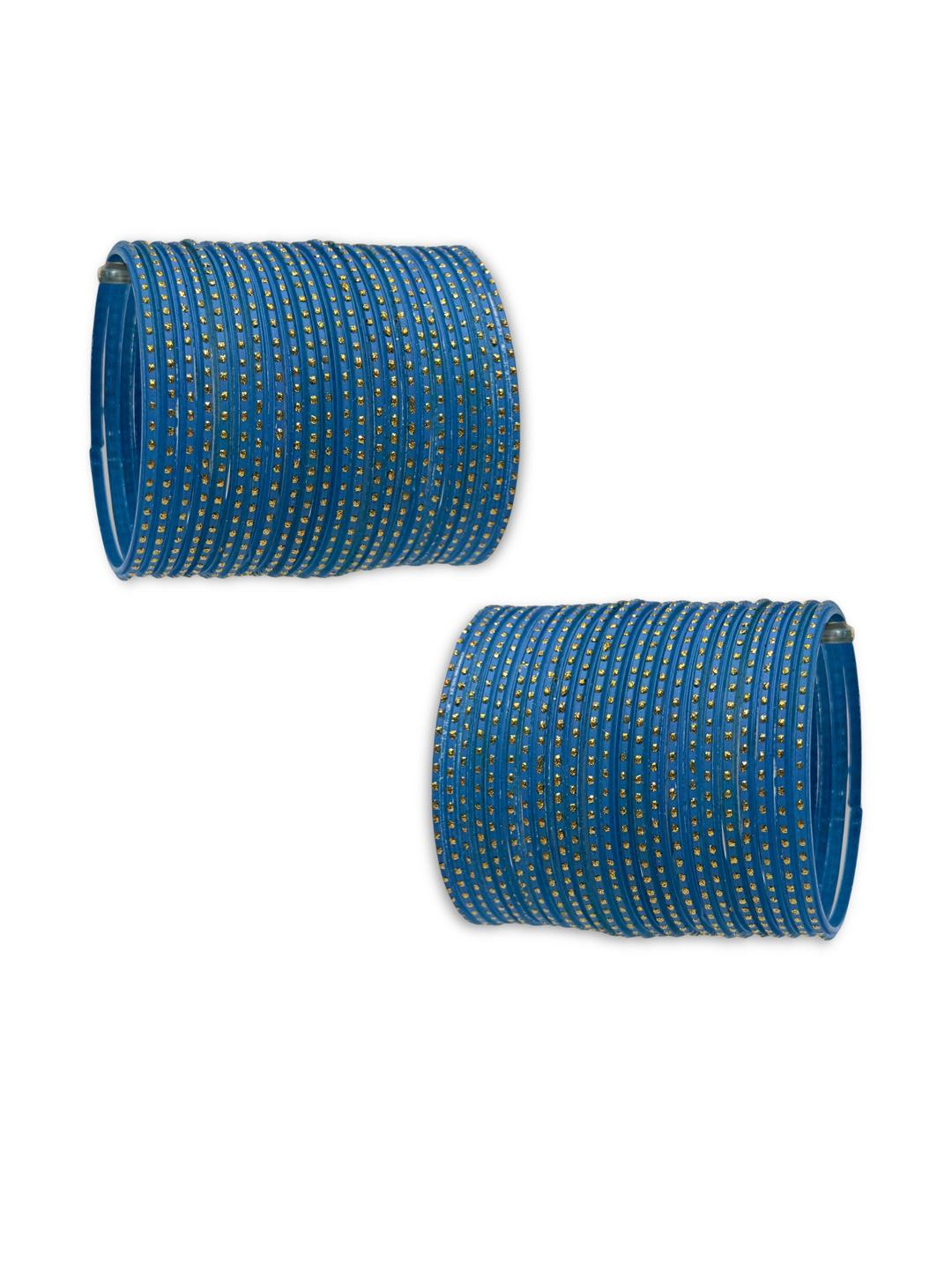 PRIYA KANGAN Set of 48 Gold Dotted Pattern Glass Bangles