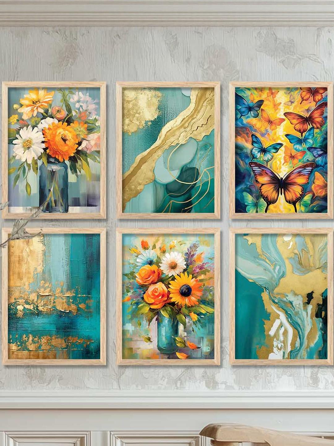 WALLLANE Brown 6 and more Piece Wood Floral and Botanical Wall Paintings