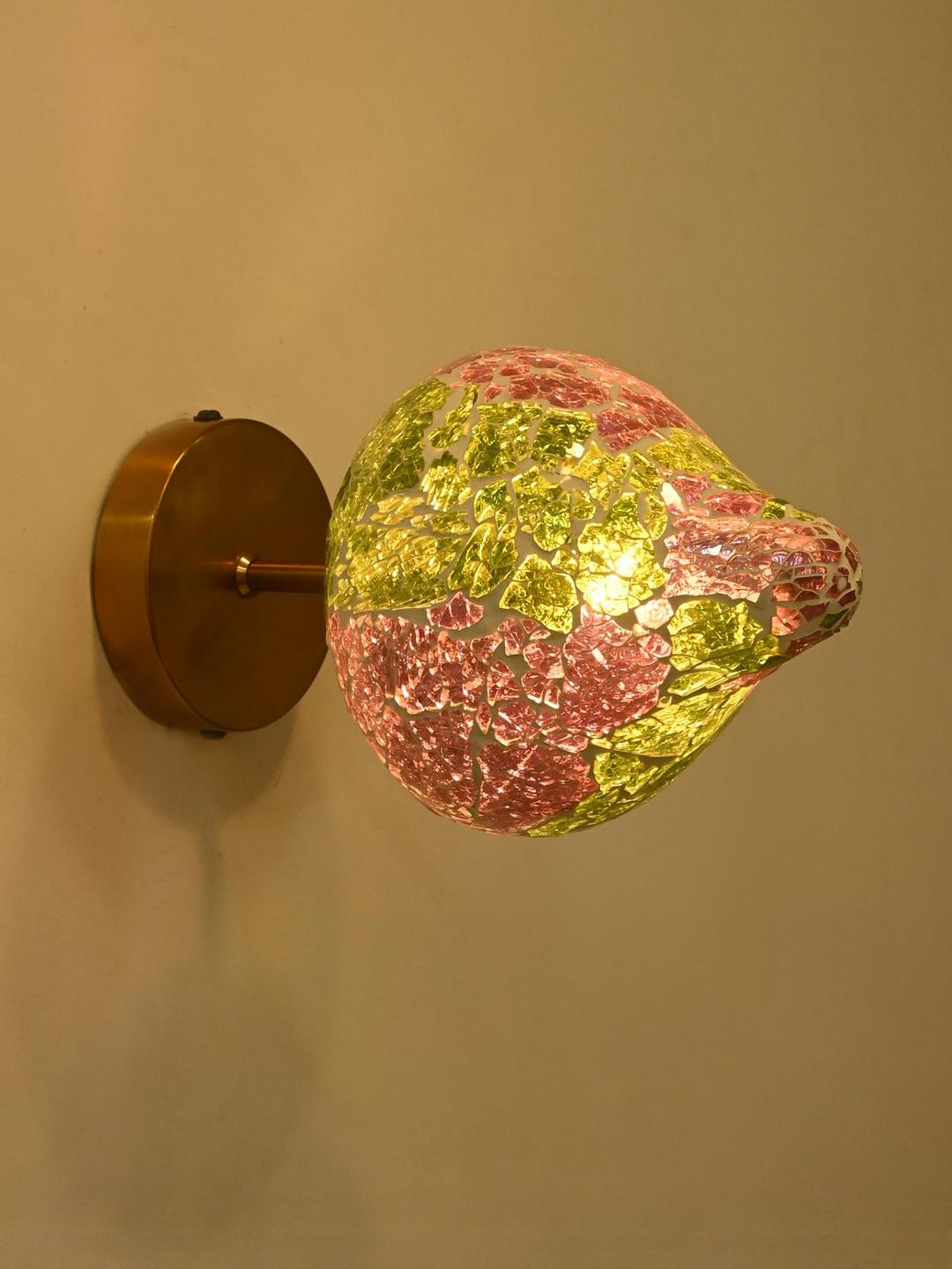 SOMIL Pink & Green Textured Glass Wall Lamp