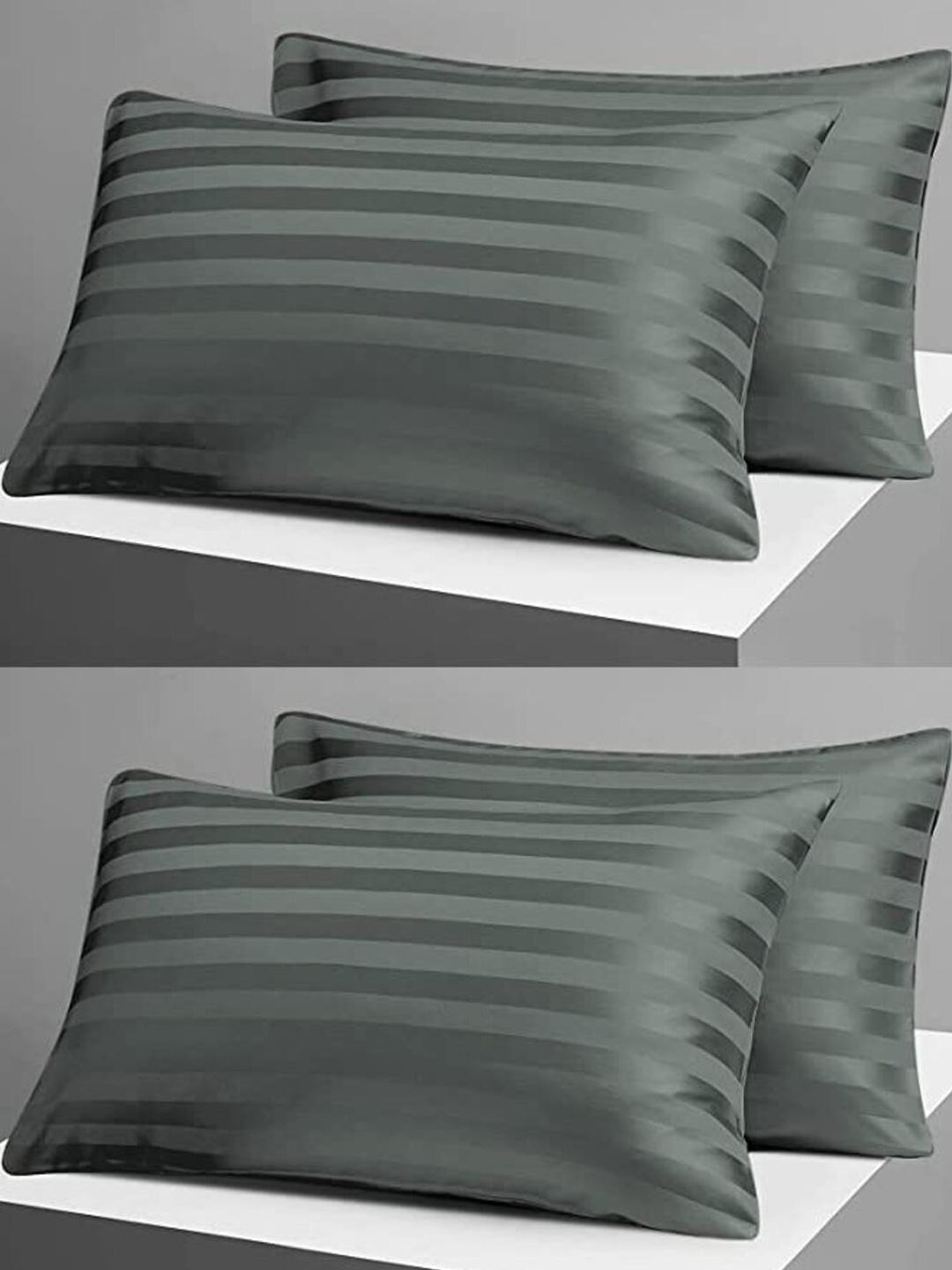 Fabture Set of 4 300 TC Cotton Satin Stripe Pillow Covers