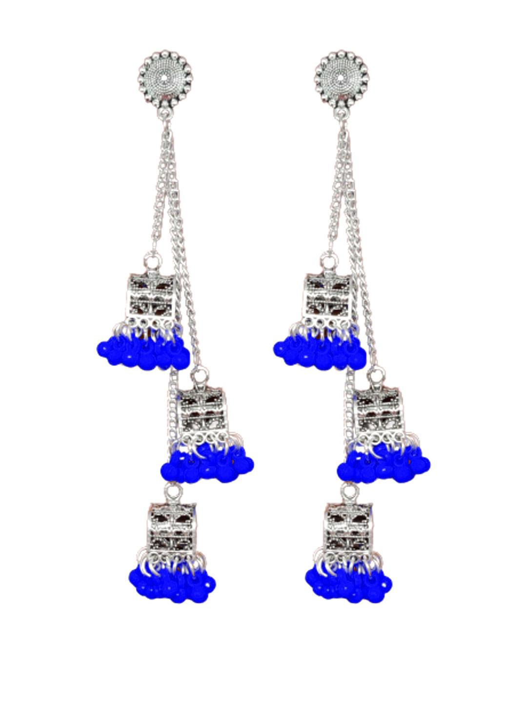 Weariton Women Silver Long Jhumka Earrings