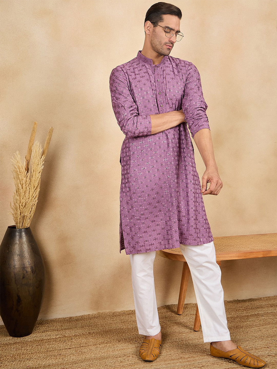 SWAGG INDIA Men Embellished Daily Straight Kurta