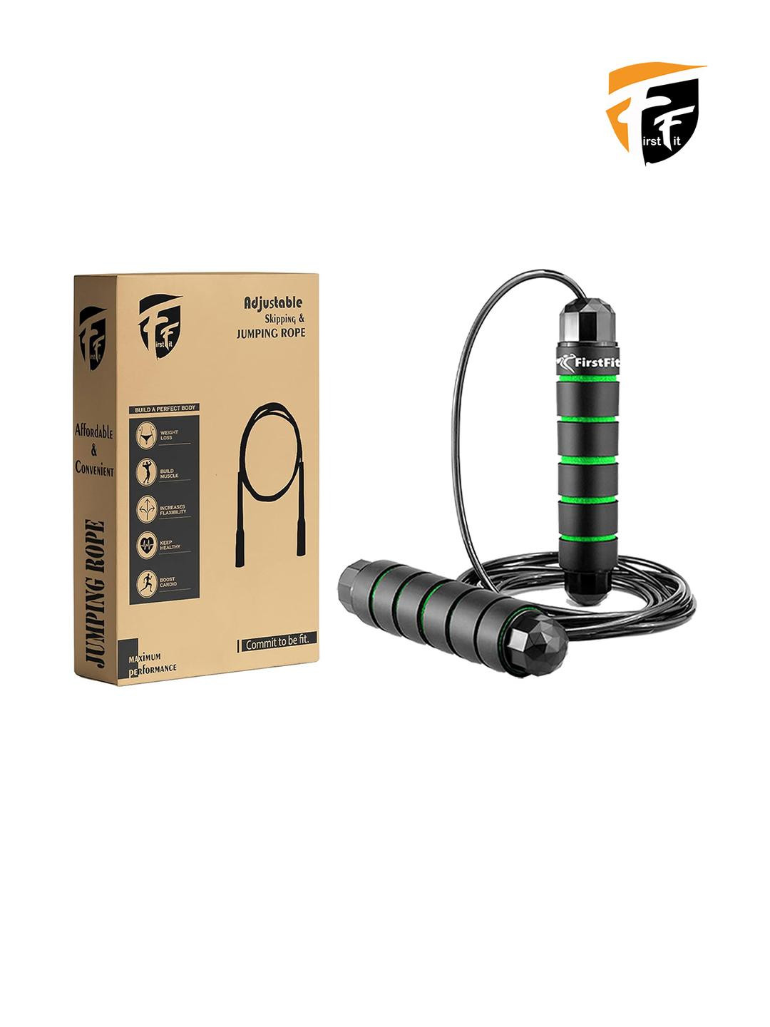 FirstFit Black Adjustable Skipping Rope