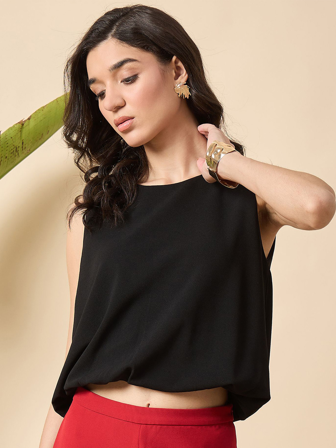 DRAPE AND DAZZLE Women Blouson Top