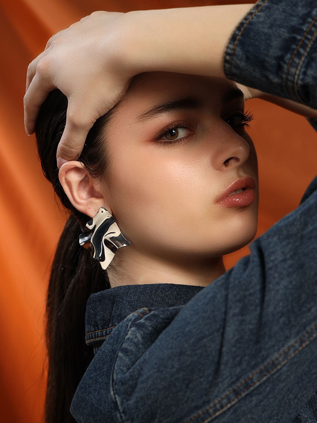 Kazo Silver-Plated Contemporary Enamelled Liquid Luxe Drop Earrings