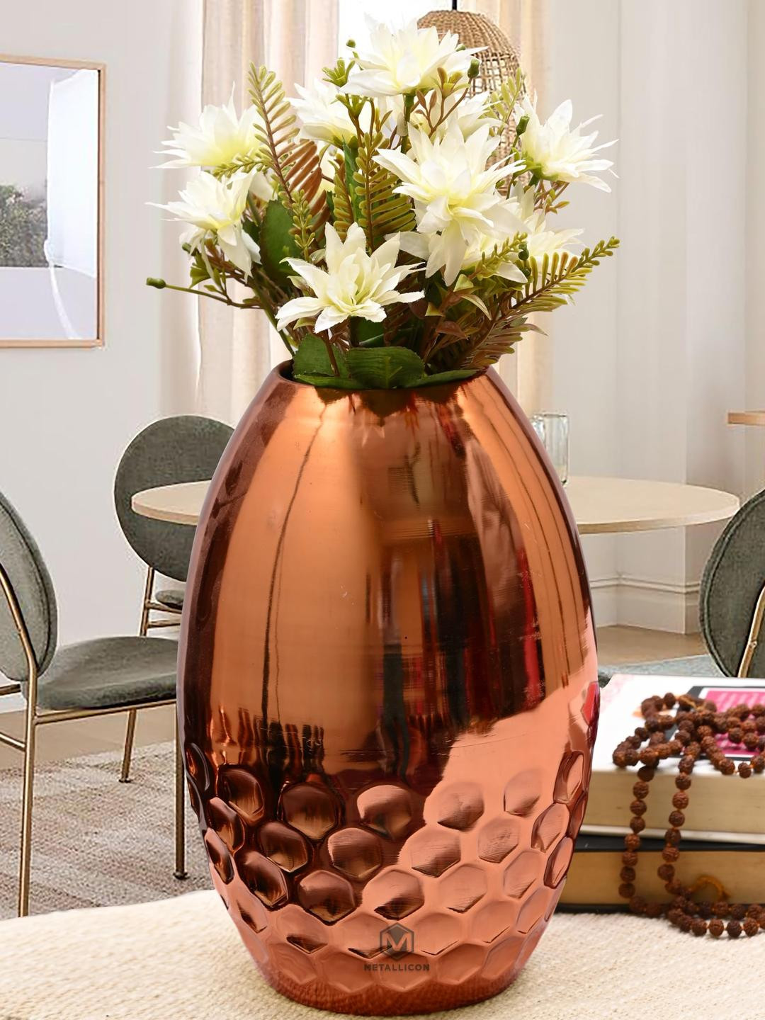 METALLICON Honeycomb Textured Copper Iron Vase