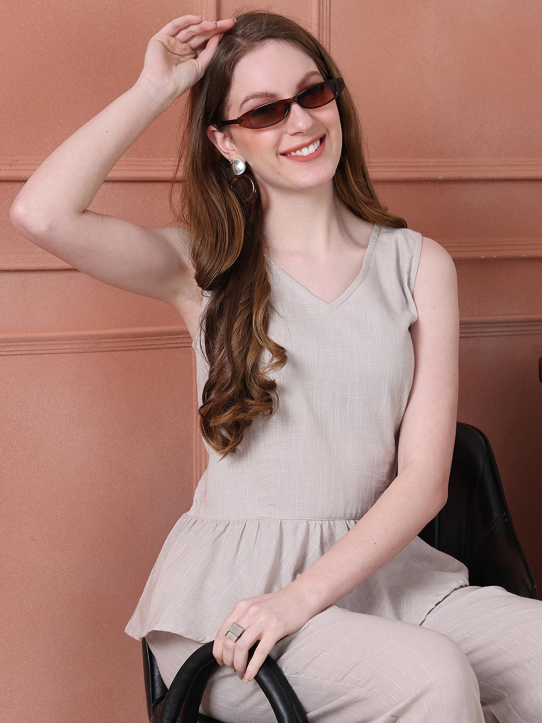 JABAMA Women Beige Co-Ords