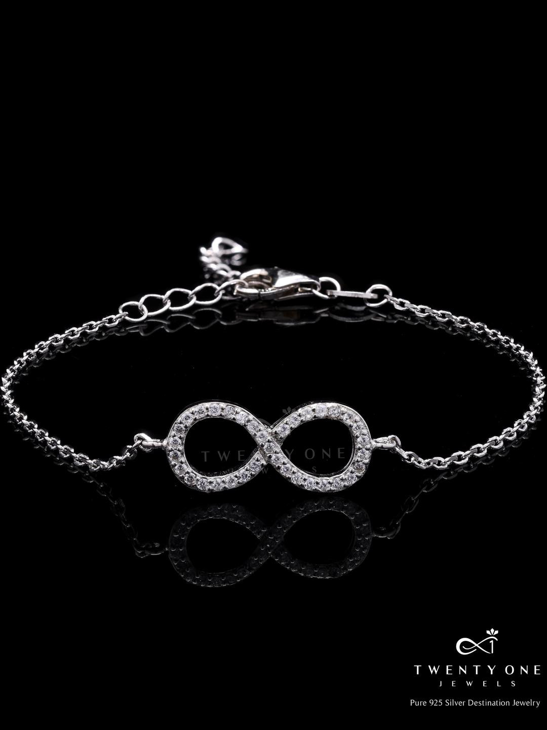 Twenty One Jewels Women Sterling Silver Silver-Plated Link Bracelet