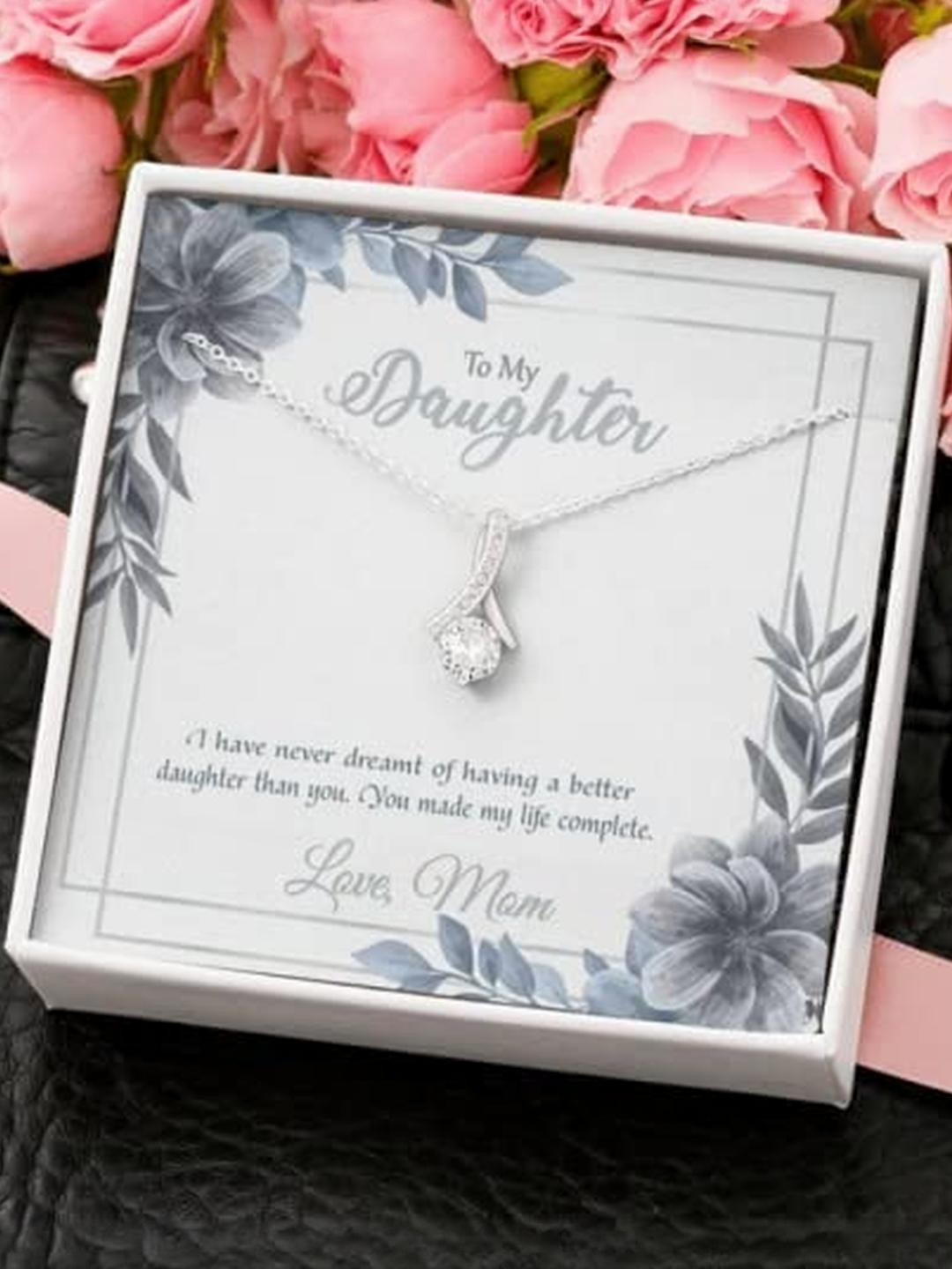 Sterling Silver Gift Daughter Necklace, To My Badass Daughter From Dad Straighten Your Crown Love K