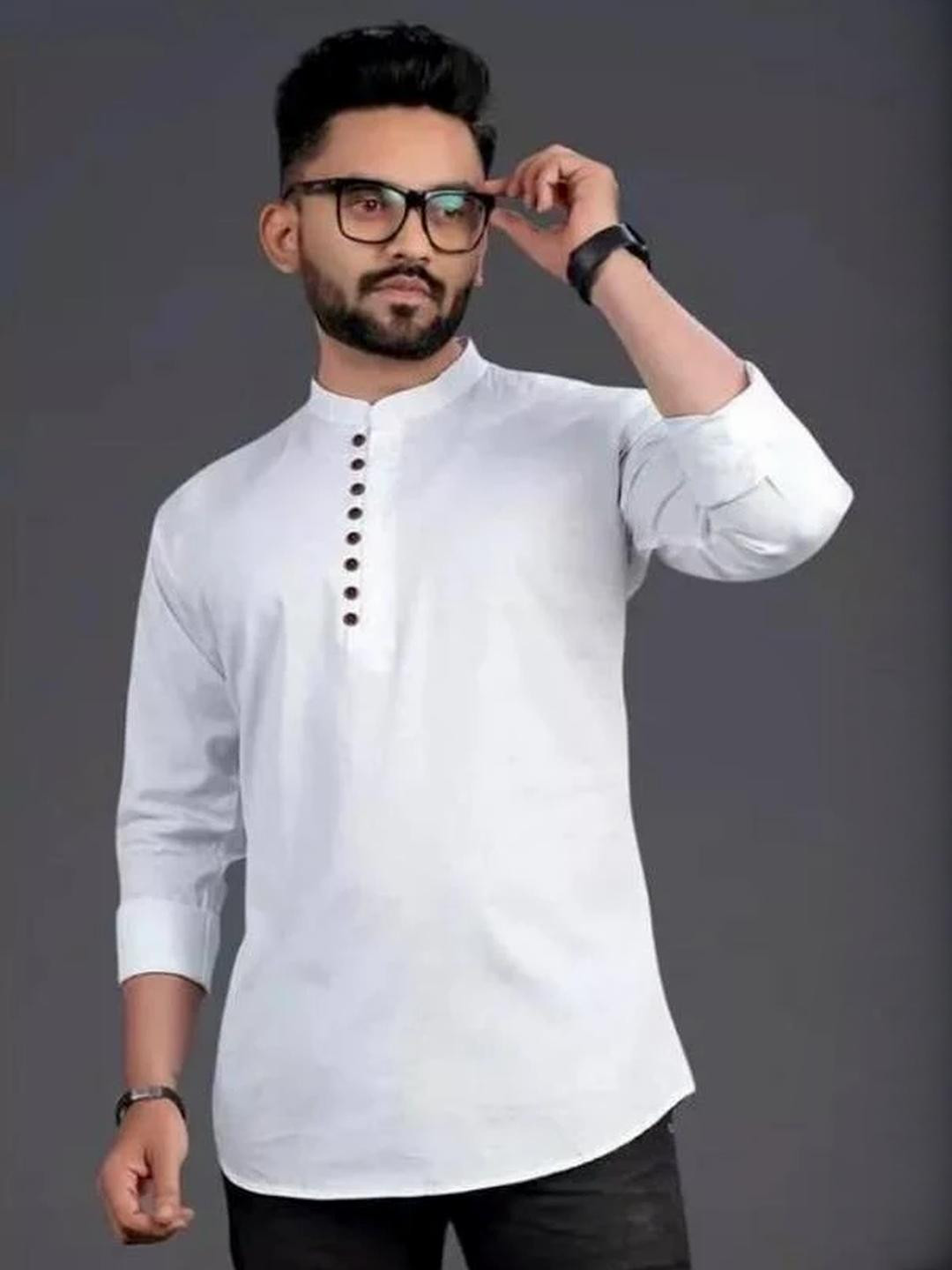Eleni Trendz Men Cotton Solid Straight Kurta