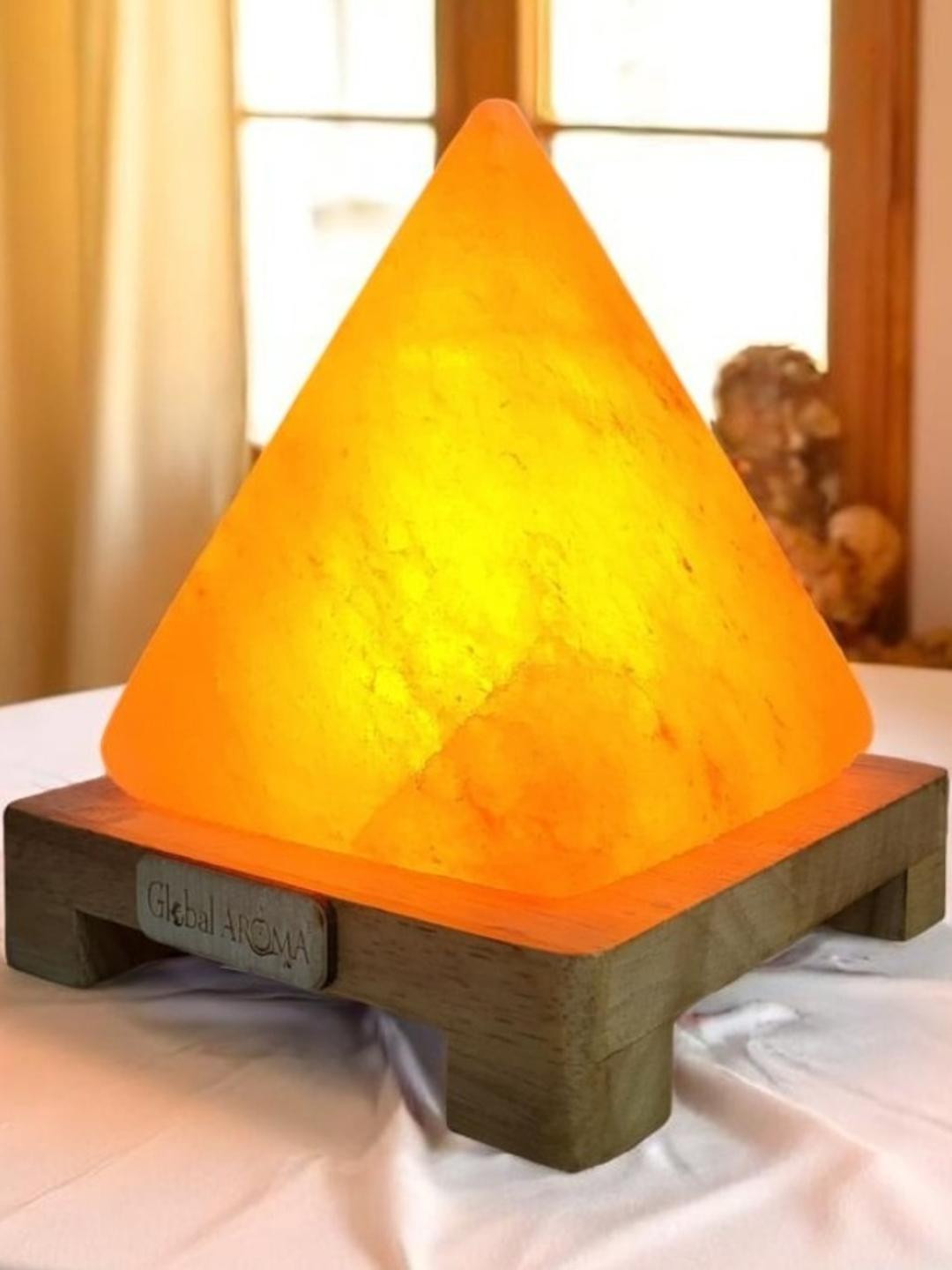 Pyramid Himalayan Rock Salt Lamp for Positive Energy, Table Lamp