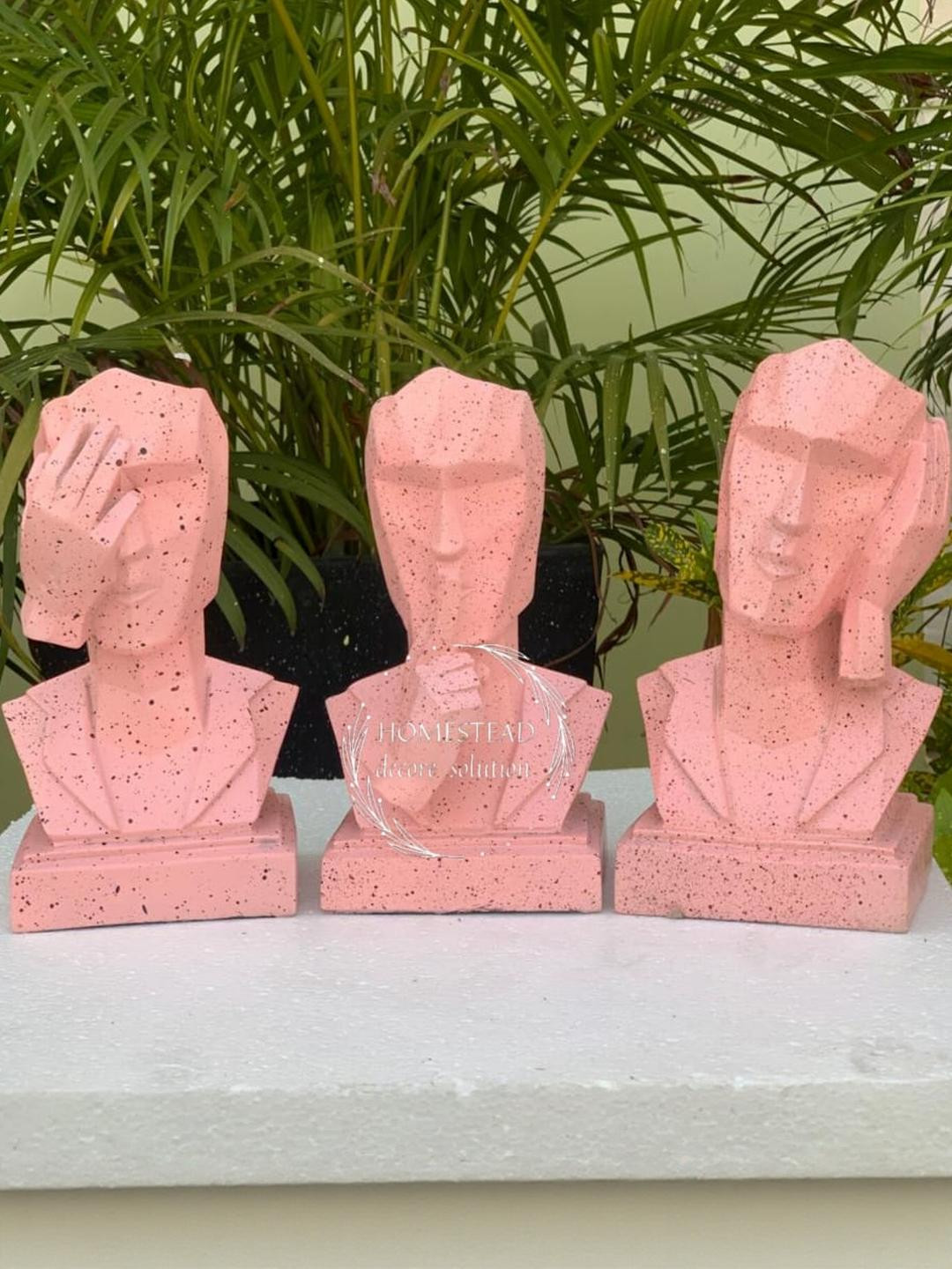 HOMESTEAD DECORE SOLUTION 3 Piece Peach Colour Face Showpiece
