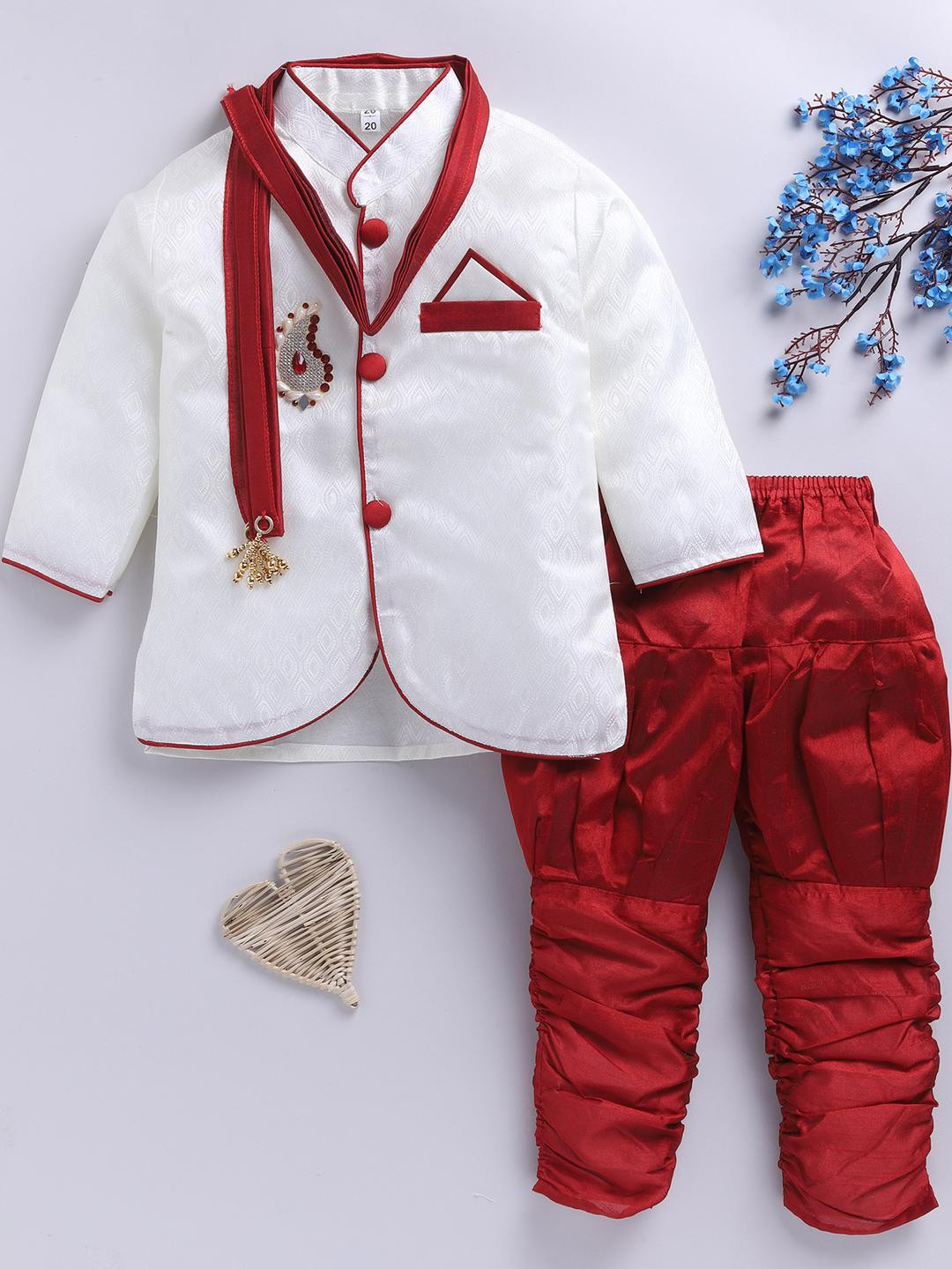 Covetus Kids-Boys Red Kurta Sets